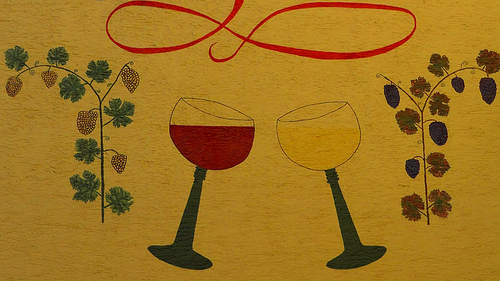sklenice na víno, ochutnávka vín, víno, Nástěnná malba, nástěnné malby, umění, zeď