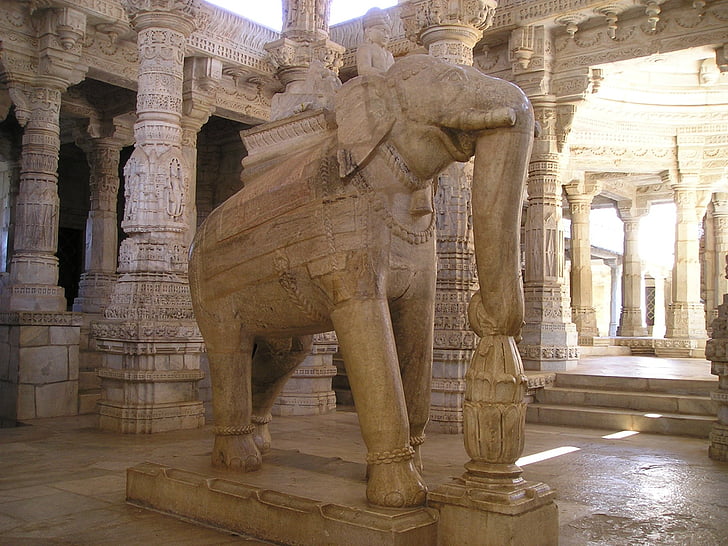 Indija, templis, zilonis, statuja, marmora, arhitektūra, slavena vieta