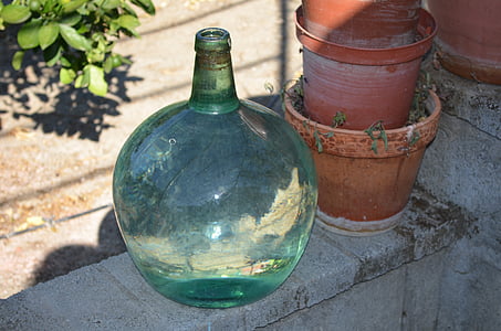 carafe, oil, glass, old, pots