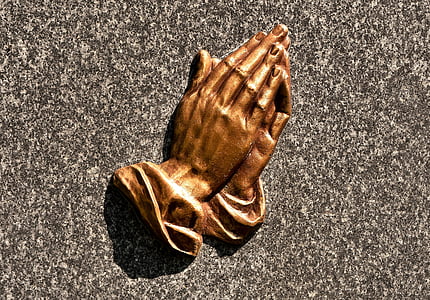praying hands, religious, brass, stone, plate, ornament, structure