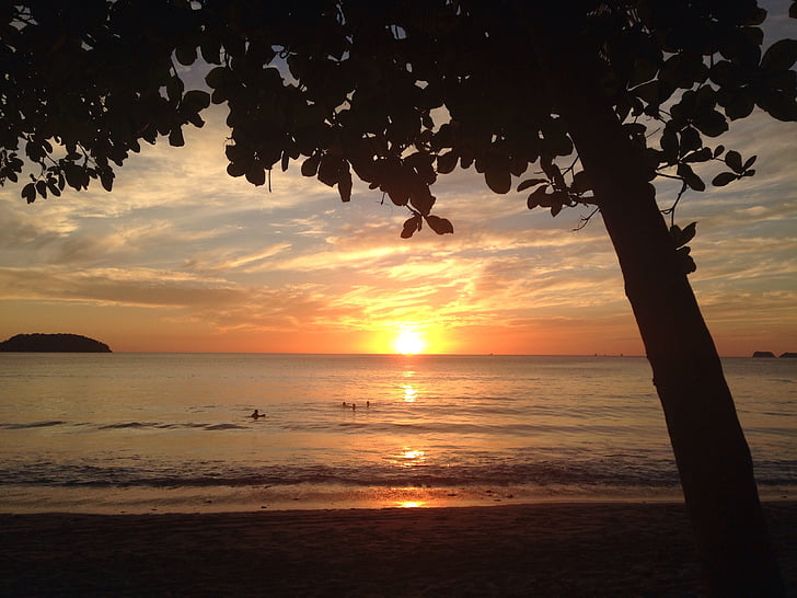 coucher de soleil, plage, océan, Costa Rica, Romance, vacances, se détendre