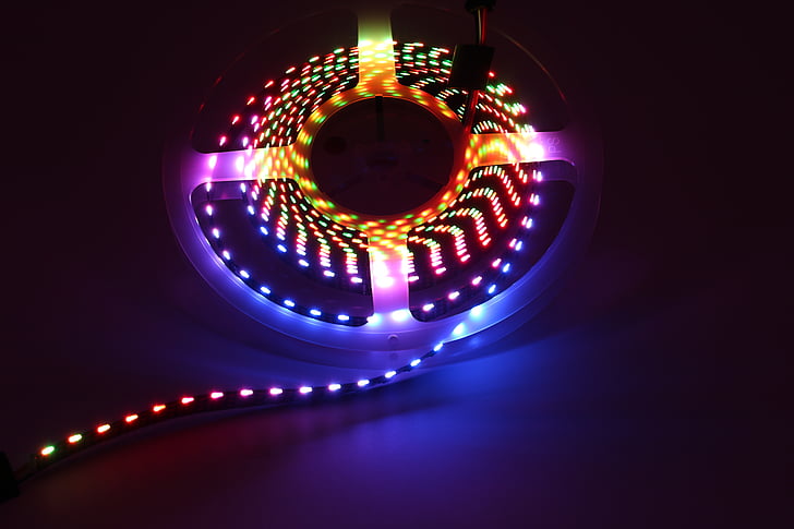 digitale led strip verlichting, ws2812, xledlights, cirkel, verlichte