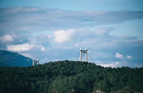 φωτογραφία, λευκό, σκυρόδεμα, γέφυρα, Πύργος, κοντά σε:, ψηλός