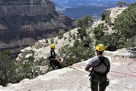 alpinismo, escalada, Grand canyon, escalar, capacete, profundidade de alpinista, montanha