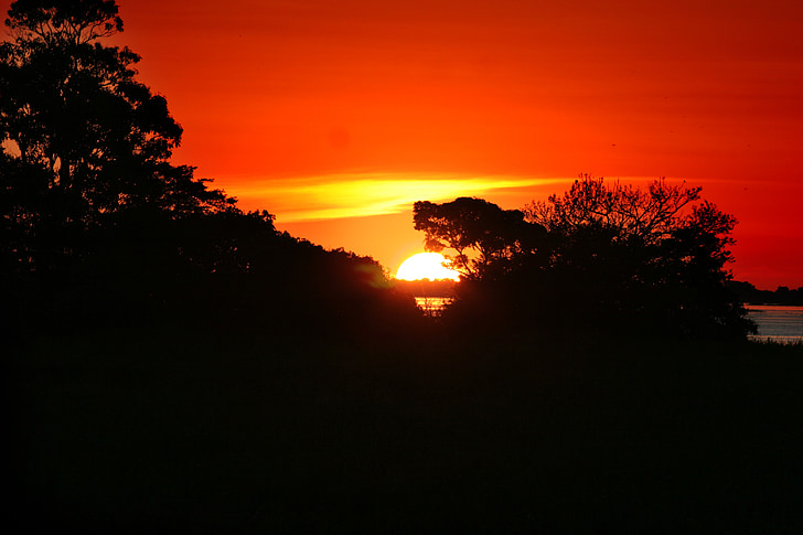 Amazônia, pôr do sol, Rio Amazonas