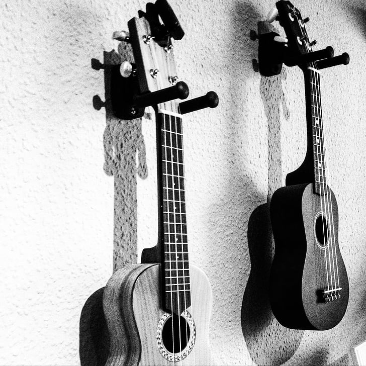 ukulele, musik, sidor, musikinstrument, grå, instrumentet, soundbody
