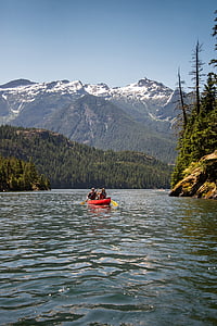 piedzīvojums, laiva, kanoe, ezers, daba, ārpus, rowboat