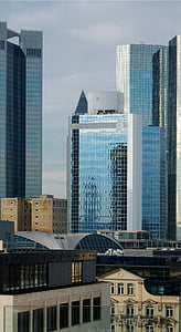 homlokzat, folyó, Frankfurt, épület, haza, Sky, felhőkarcoló