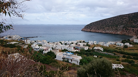ciudad, pueblo de pescadores, Apolonia, Grecia, junto al mar, mar, montaña