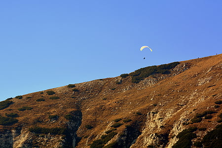 parapendio, montagna, volare, paracadute, sport estremo, decollo