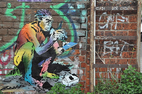 Berlim, arte de rua, grafite, fachada, pintura mural, pulverizador, onda urbana