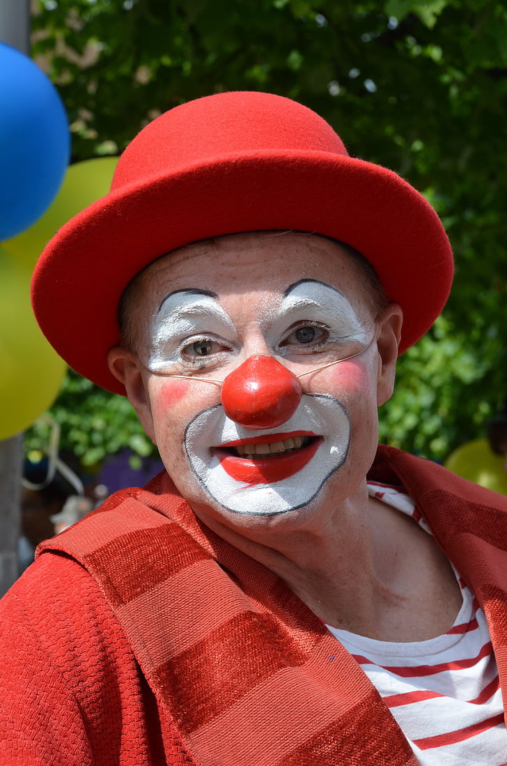 clown, comedian, nose, circus, funny, laugh, make-up