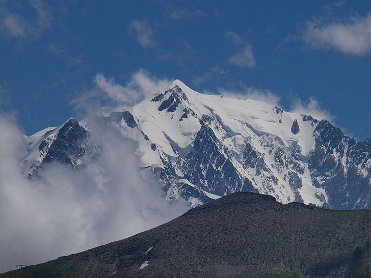 Mont blanc, alpint, toppmøtet, fjell, fjell, snø, natur