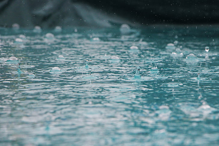 teal, body, water, daytime, rain, droplets, water droplet