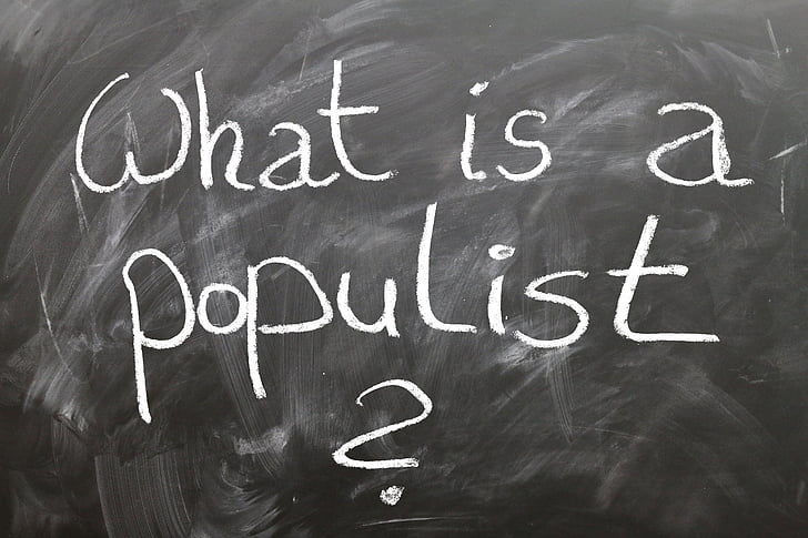 populista, populismus, Otázka, deska, škola, slogan, politika