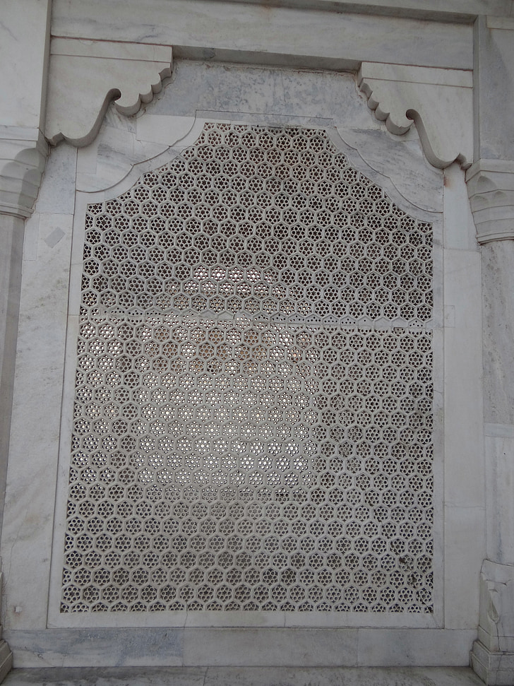Gitterwerk, weißem Marmor, Stein, Fenster, Architektur, Agra fort, Agra