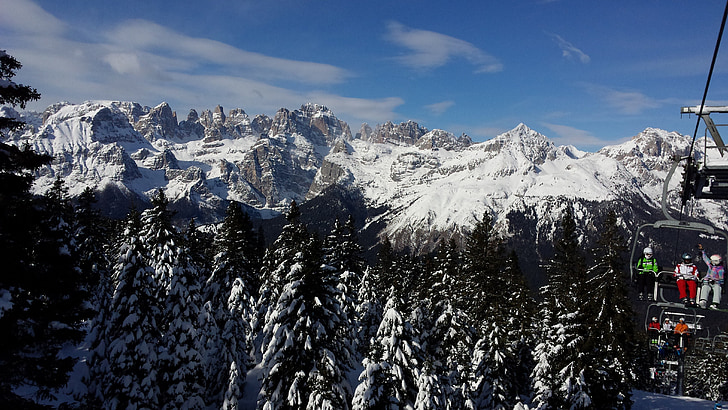 Itālija, andalo, ziemas, sniega, kalni, slēpes, dolomites