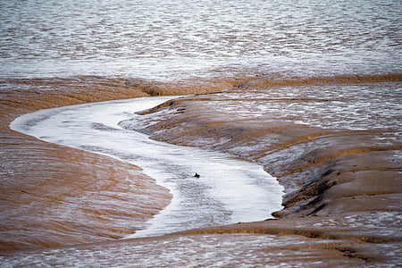 Mud flats, maré de EB, estuário do Tamisa, Reino Unido, maré baixa, fluxo