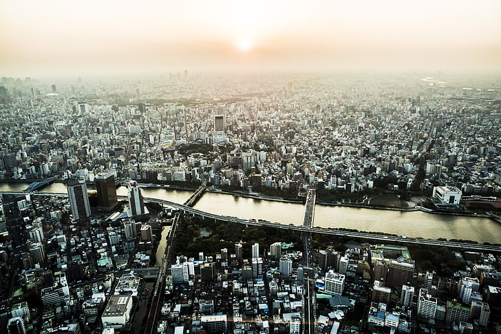architecture, buildings, city, cityscape, river, sky, skyline