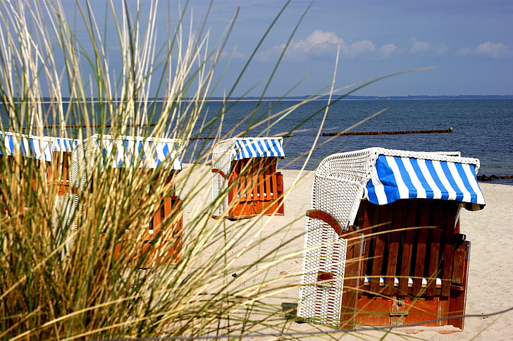 praia, cadeira de praia, Rügen, Mar Báltico