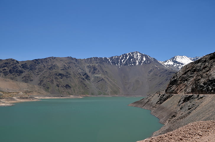 paisagem, Aguazul, Laguna, neve, Chile, elyeso, Cajon del maipo