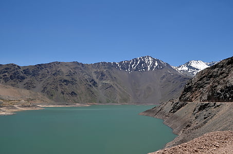 kraštovaizdžio, Aguazul, Laguna, sniego, Čilė, elyeso, Cajon del maipo