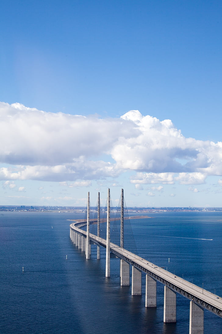 öresund tiltas, Malmė, Bro, iš paukščio skrydžio, Kopenhaga, jūra, Gamta