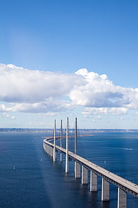 az öresund-híd, Malmö, bro, Légifotó, Koppenhága, tenger, természet