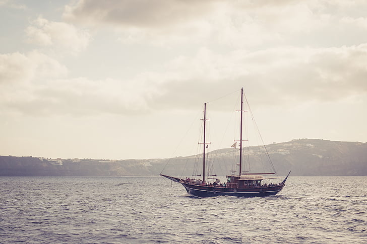 perahu, kapal, laut, Pulau-pulau Yunani, perjalanan, bepergian, matahari terbenam