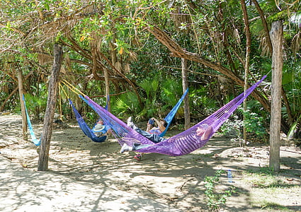 Belice, Parque de selva Bacab, hamacas, personas, persona, descanso tropical, viajes