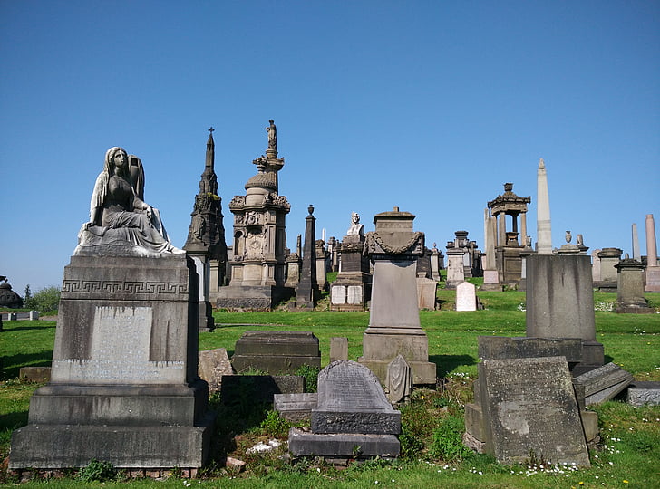kapos, Glasgow, Nekropolē, kapu, Skotija, slavena vieta, pieminekļu