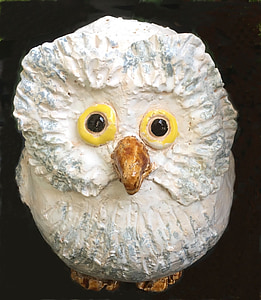 Coruja, Branco, weel, close-up de som, pássaro, escultura, artesanato
