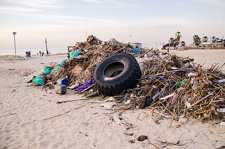Mar, riba, brossa, platja, escombraries, escombraries