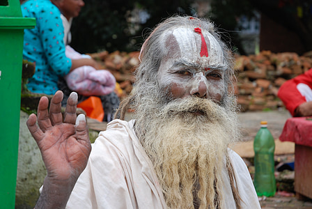 尼泊尔, 印度教, 瑜伽士, 老人, 传统, 胡子