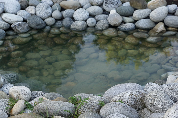 stones, pond, water, tuttlingen, background, grey, rock - Object