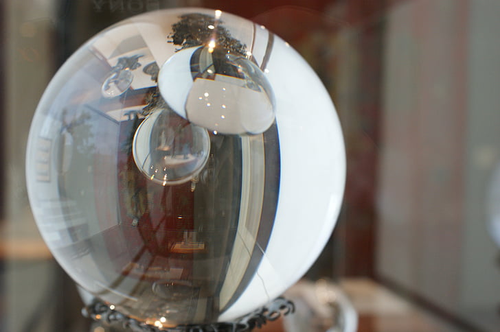 křišťálová koule, sklo, koule, dekorace, míč, transparentní