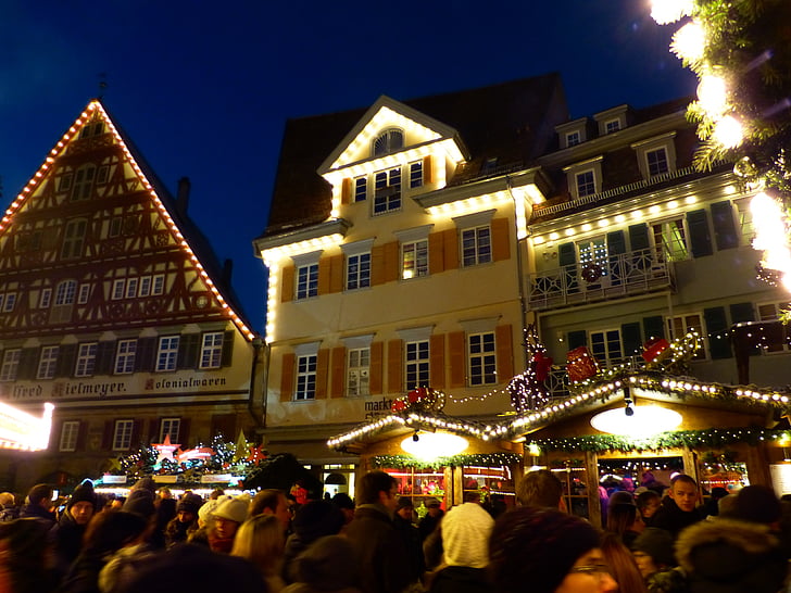 Mercatino di Natale, Esslingen, stato d'animo, centro storico, Fachwerkhaus
