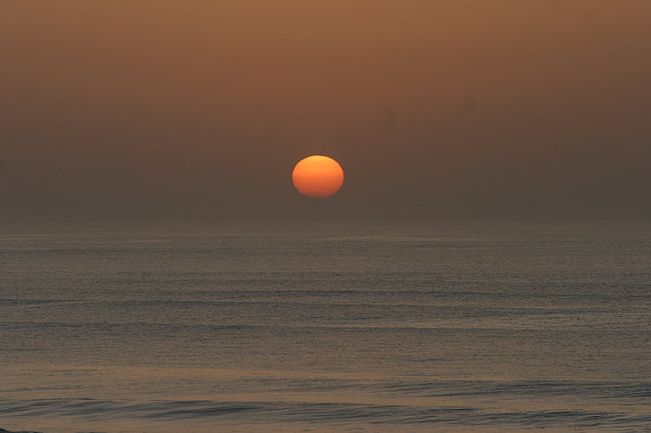 puesta de sol, Atlántico, Mimizan plage, Oeste Francia, mar, naturaleza