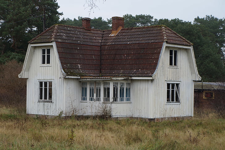 怖い家, スウェーデン, 風景, お化け屋敷, 家, 白い家, 建物外観