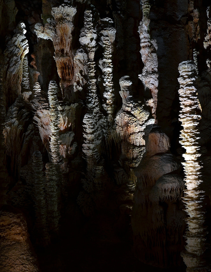 aven armand, stalagmites, cave, cevennes national park, france, karst, geology