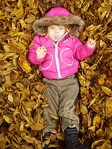 autumn, child, kid, girl, season, october, leaf