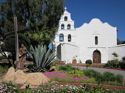 alcala de San diego, misi, California, Adobe, putih, Gereja, arsitektur