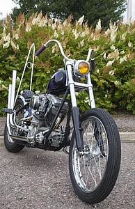 moto, construído na mesma, personalizado, guidão, forquilha dianteira, bicicleta, motor