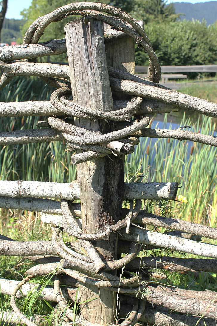 fence, post, hand labor, fence part, braided, nature