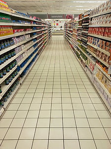 szupermarket, üres, polcok, bőség, Görögország, pénzügyi válság, banda