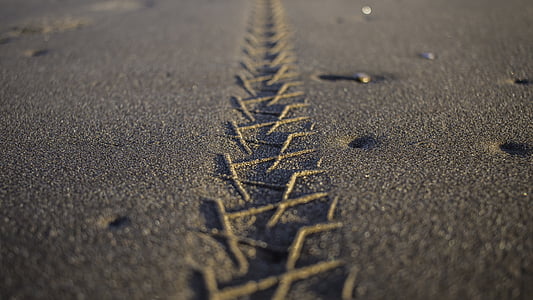 footprints, beach, sea, sand, beach sand, edge of the sea, asphalt