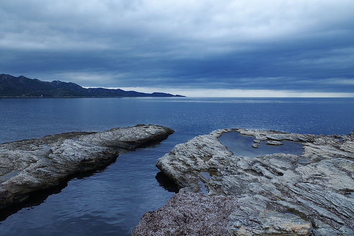 Korsika, Pulau Kecantikan, sisi, alam, Laut Mediterania, pemandangan laut, biru