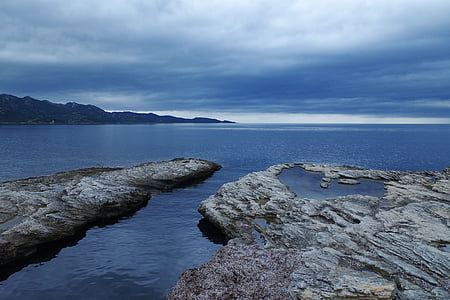 科西嘉, 美丽的海岛, 侧, 自然, 地中海, 海景, 蓝色
