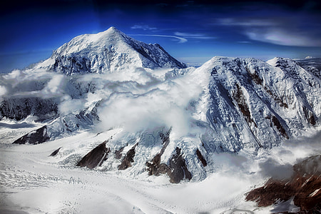 ภูเขา foraker, อลาสกา, ภูมิทัศน์, สวยงาม, หิมะ, น้ำแข็ง, ฤดูหนาว