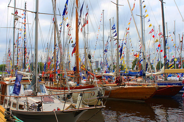 csónakok, Riga, vitorlás hajó, vitorlázás, víz, nyári, vitorla